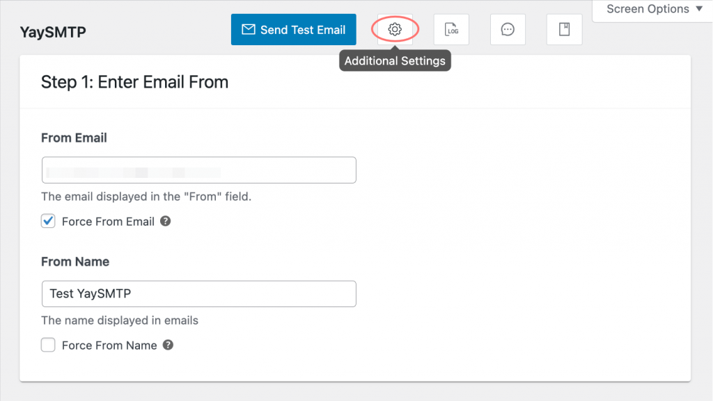 Additional settings in YaySMTP