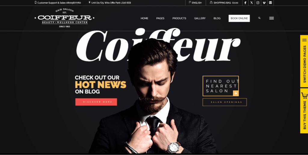 Coiffeur - Hair Salon Reservation for WordPress Theme