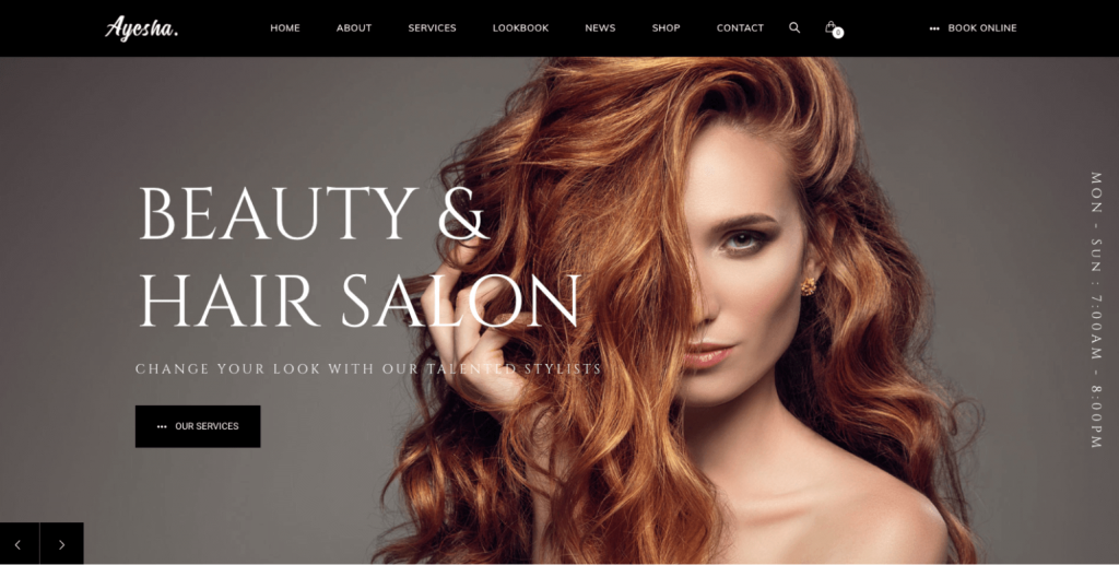 Ayesha - Hair and Beauty Salons Reservation WordPress Theme