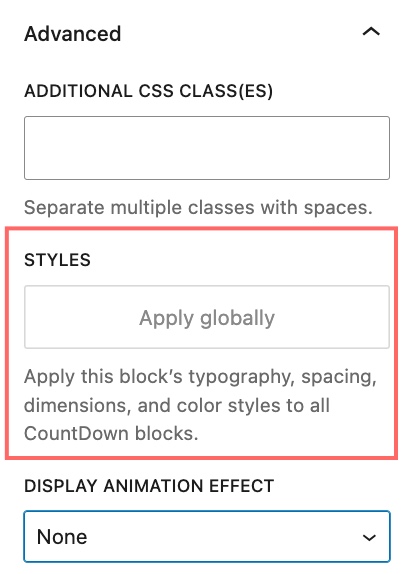 Apply globally style with advanced setting