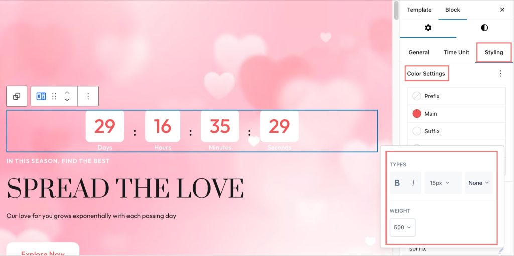 Customize the style of suffix in Countdown timer