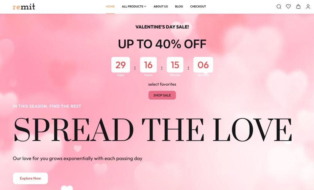 Valentine website with Countdown timer