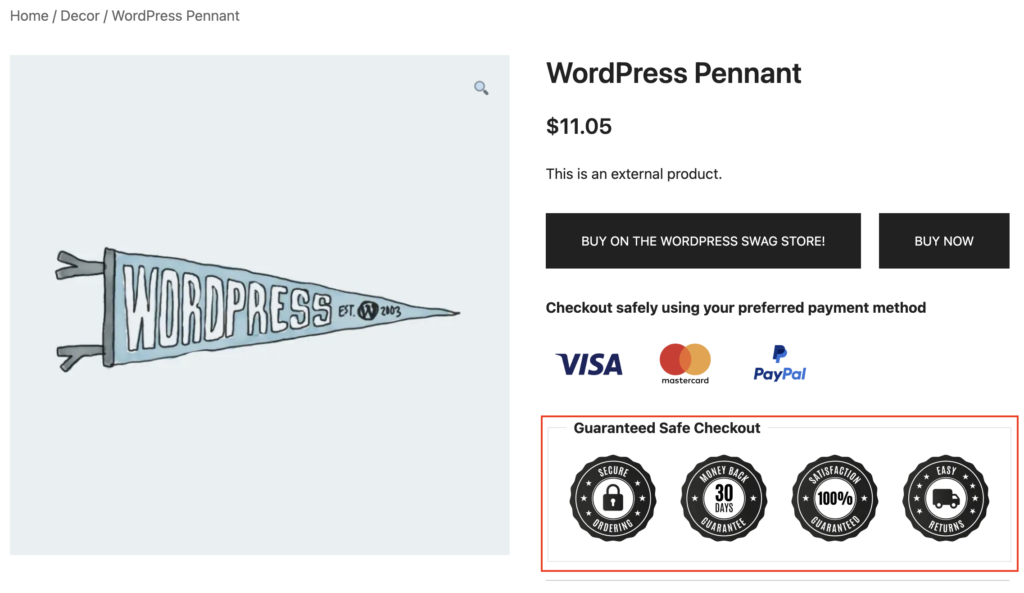 WooCommerce trust badges