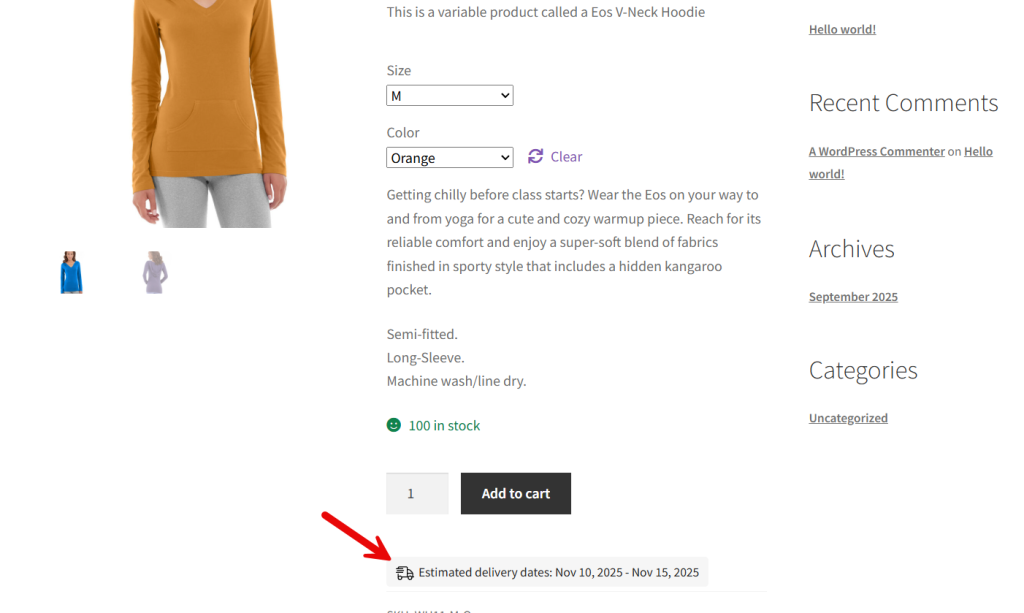 variable product delivery date
