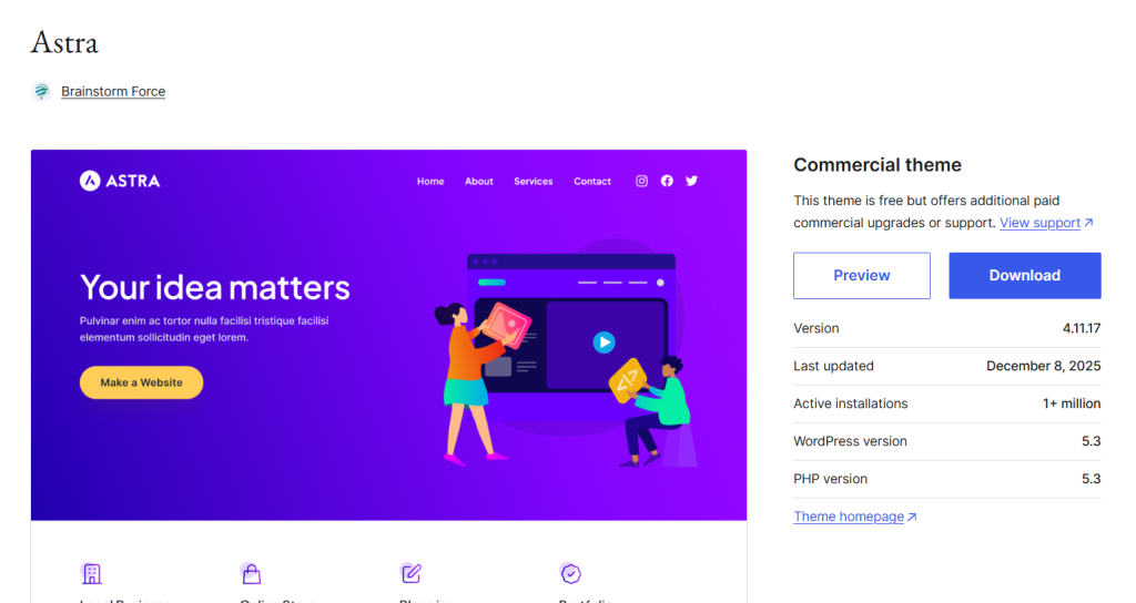 astra - GeneratePress alternatives