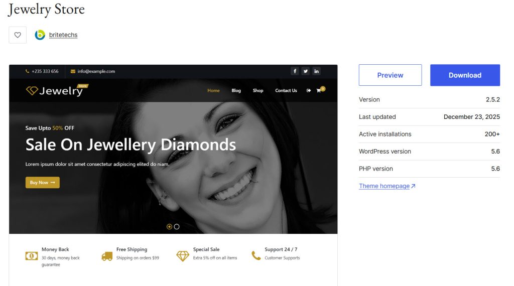 Jewelry Store - jewelry wordpress theme