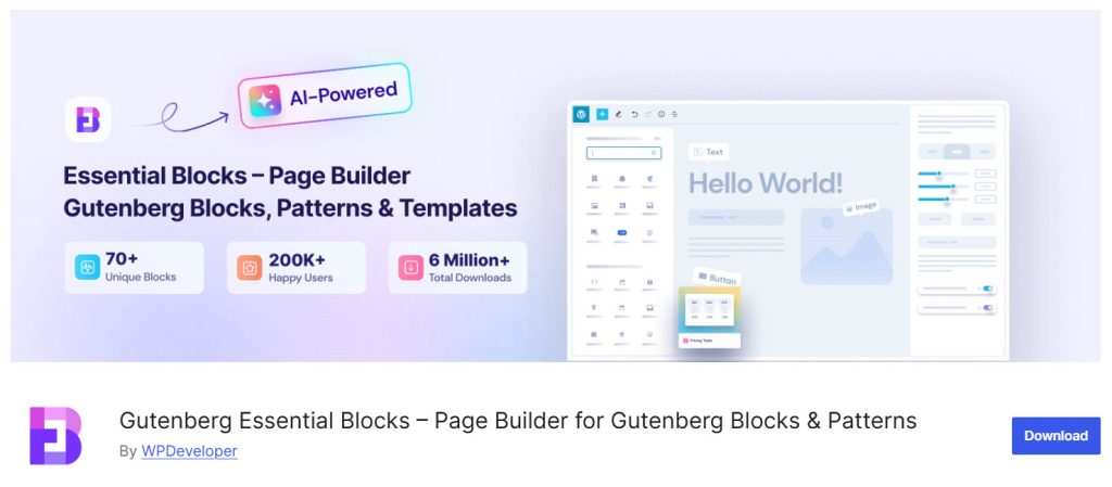 Gutenberg Essential Blocks - Kadence Blocks alternatives
